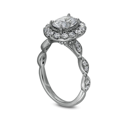 1.5 CT. T.W. Certified Oval Natural Diamond Frame Antique Vintage-Style Engagement Ring in Solid 14K White Gold (I/I1)