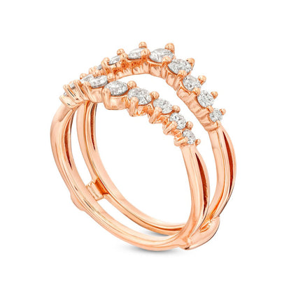 0.75 CT. T.W. Natural Clarity Enhanced Diamond Graduated Split Shank Solitaire Enhancer in Solid 10K Rose Gold