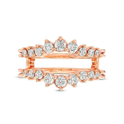0.75 CT. T.W. Natural Clarity Enhanced Diamond Graduated Split Shank Solitaire Enhancer in Solid 10K Rose Gold