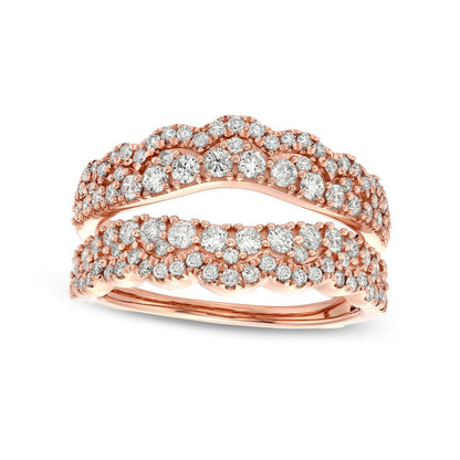 1.0 CT. T.W. Natural Clarity Enhanced Diamond Double Row Scallop Edge Solitaire Enhancer in Solid 14K Rose Gold