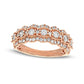1.0 CT. T.W. Natural Diamond Triple Row Scallop Edge Anniversary Band in Solid 14K Rose Gold