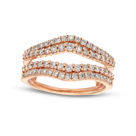 0.63 CT. T.W. Natural Clarity Enhanced Diamond Contour Double Row Solitaire Enhancer in Solid 14K Rose Gold