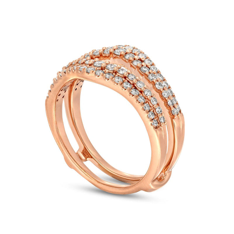 0.63 CT. T.W. Natural Clarity Enhanced Diamond Contour Double Row Solitaire Enhancer in Solid 14K Rose Gold
