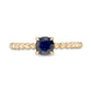 5.0mm Blue Sapphire Bead Shank Ring in Solid 10K Yellow Gold