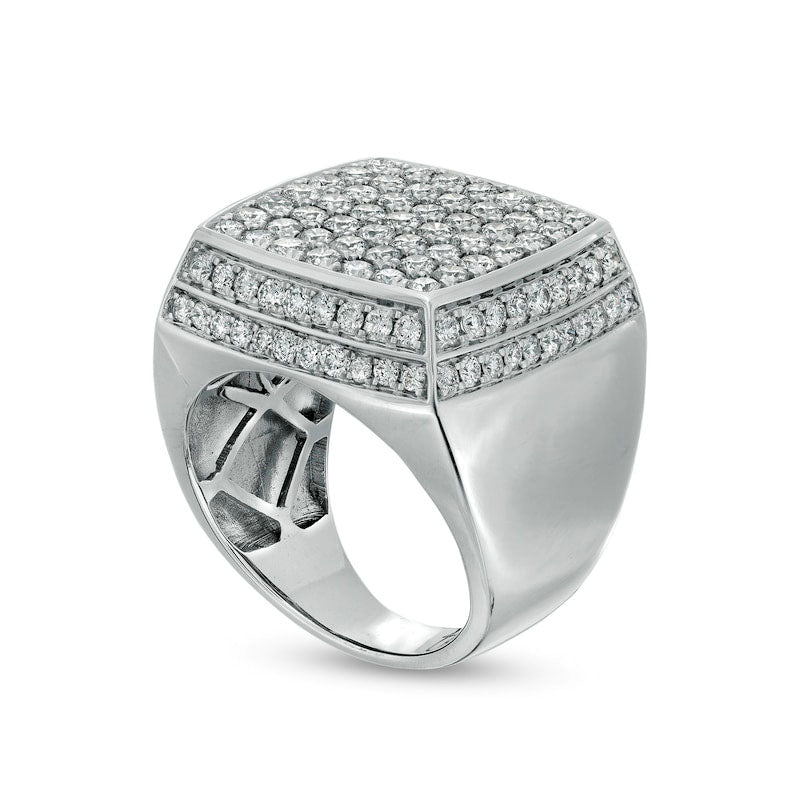 Men's 4 CT. T.W. Natural Diamond Square Stacked-Top Ring in Solid 10K White Gold