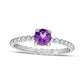 5.0mm Amethyst Beaded Comfort-Fit Stackable Ring in Solid 10K White Gold - Size 7