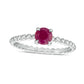 5.0mm Ruby Beaded Comfort-Fit Stackable Ring in Solid 10K White Gold - Size 7