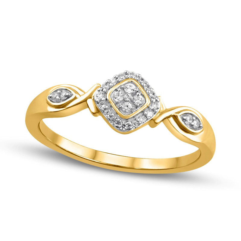 0.10 CT. T.W. Composite Natural Diamond Frame Twist Shank Promise Ring in Solid 10K Yellow Gold