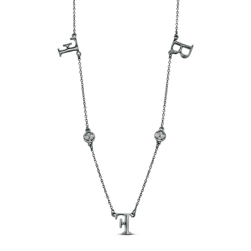 0.1 CT. T.W. Natural Diamond "BFF" Station Necklace in Sterling Silver