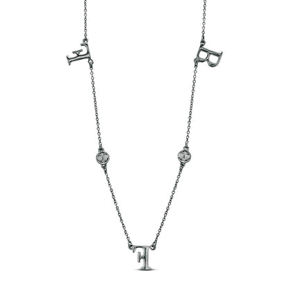 0.1 CT. T.W. Natural Diamond "BFF" Station Necklace in Sterling Silver