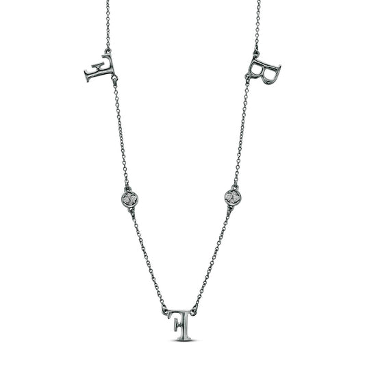 0.1 CT. T.W. Natural Diamond "BFF" Station Necklace in Sterling Silver
