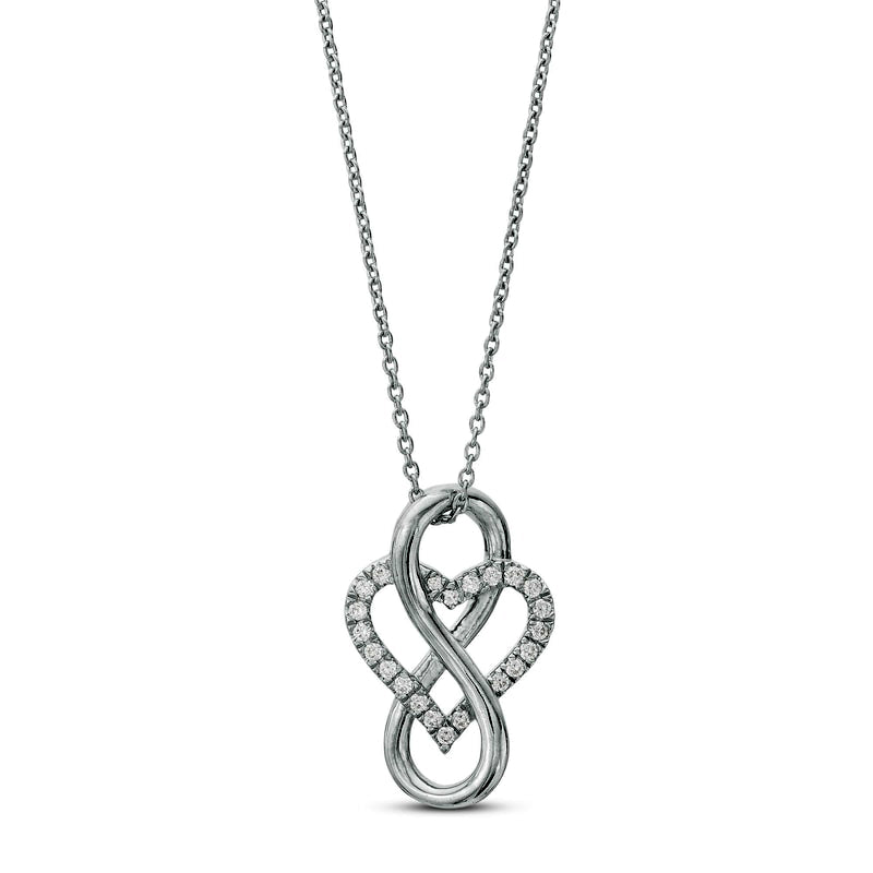 0.17 CT. T.W. Natural Diamond Heart in Infinity Loop Necklace in Sterling Silver