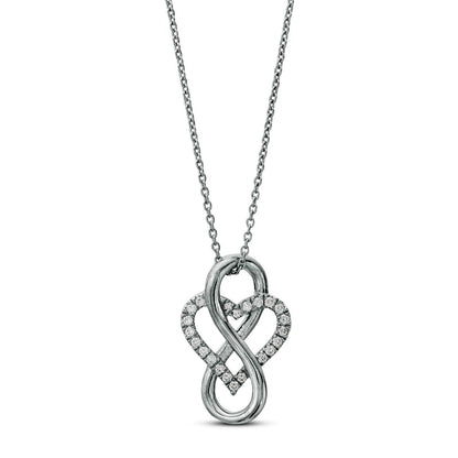 0.17 CT. T.W. Natural Diamond Heart in Infinity Loop Necklace in Sterling Silver