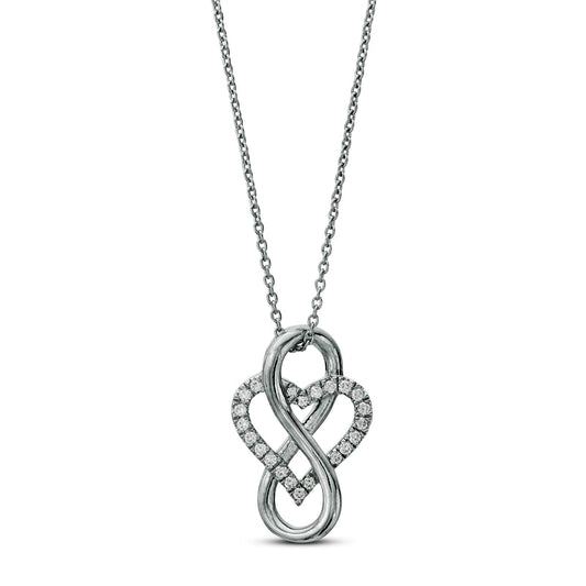 0.17 CT. T.W. Natural Diamond Heart in Infinity Loop Necklace in Sterling Silver