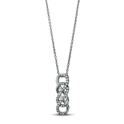 0.17 CT. T.W. Natural Diamond Double Infinity Knot Vertical Drop Pendant in Sterling Silver