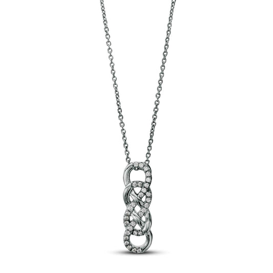 0.17 CT. T.W. Natural Diamond Double Infinity Knot Vertical Drop Pendant in Sterling Silver