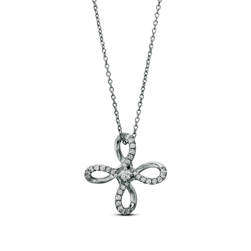 0.2 CT. T.W. Natural Diamond Loop Flower Pendant in Sterling Silver