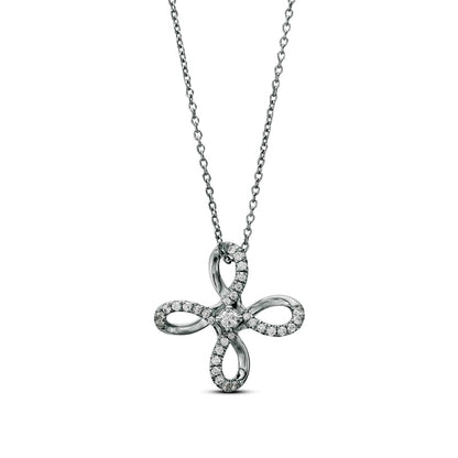 0.2 CT. T.W. Natural Diamond Loop Flower Pendant in Sterling Silver