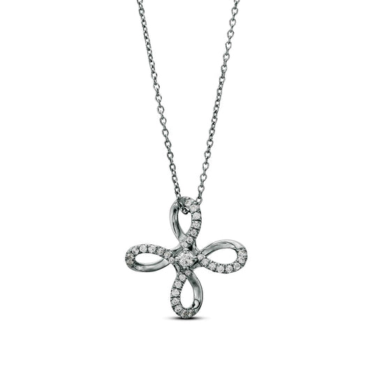 0.2 CT. T.W. Natural Diamond Loop Flower Pendant in Sterling Silver