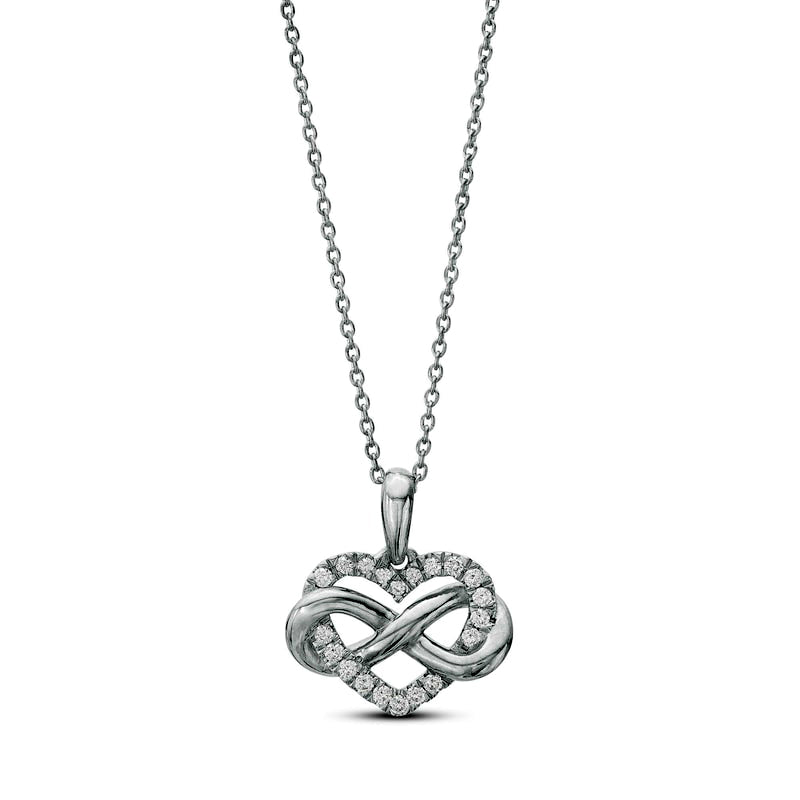0.17 CT. T.W. Natural Diamond Heart in Infinity Loop Pendant in Sterling Silver