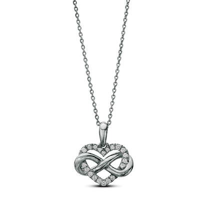 0.17 CT. T.W. Natural Diamond Heart in Infinity Loop Pendant in Sterling Silver
