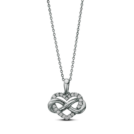 0.17 CT. T.W. Natural Diamond Heart in Infinity Loop Pendant in Sterling Silver