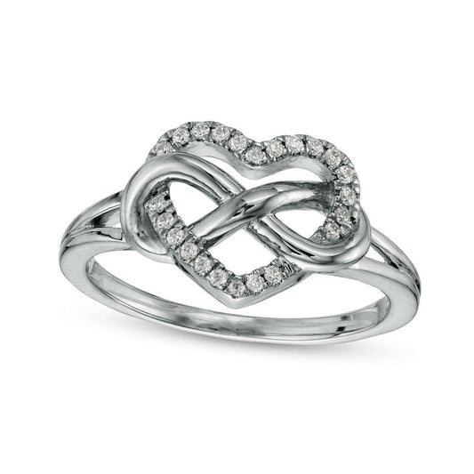 0.10 CT. T.W. Natural Diamond Intertwined Heart and Infinity Loop Ring in Sterling Silver