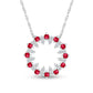 Lab-Created Ruby and White Lab-Created Sapphire Stacked Duo Alternating Open Circle Pendant in Sterling Silver