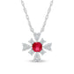 4.0mm Lab-Created Ruby and White Lab-Created Sapphire Frame Floral Pendant in Sterling Silver