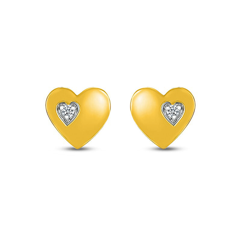 White Lab-Created Sapphire Accent Heart Stud Earrings in 10K Gold