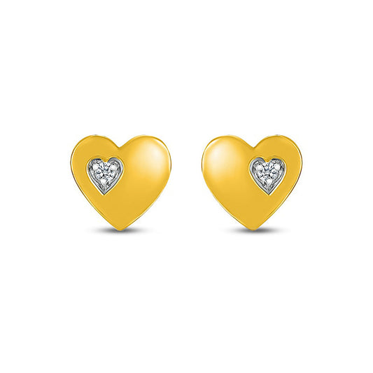 White Lab-Created Sapphire Accent Heart Stud Earrings in 10K Gold