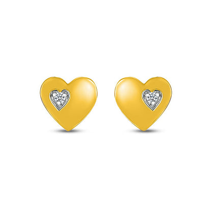 White Lab-Created Sapphire Accent Heart Stud Earrings in 10K Gold