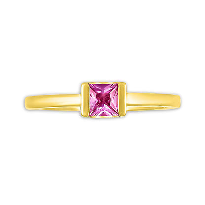 4.0mm Princess-Cut Pink Lab-Created Sapphire Channel-Set Ring in Solid 10K Yellow Gold