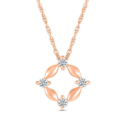 White Lab-Created Sapphire Open Compass Pendant in 10K Rose Gold