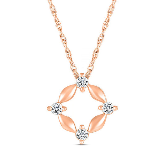 White Lab-Created Sapphire Open Compass Pendant in 10K Rose Gold