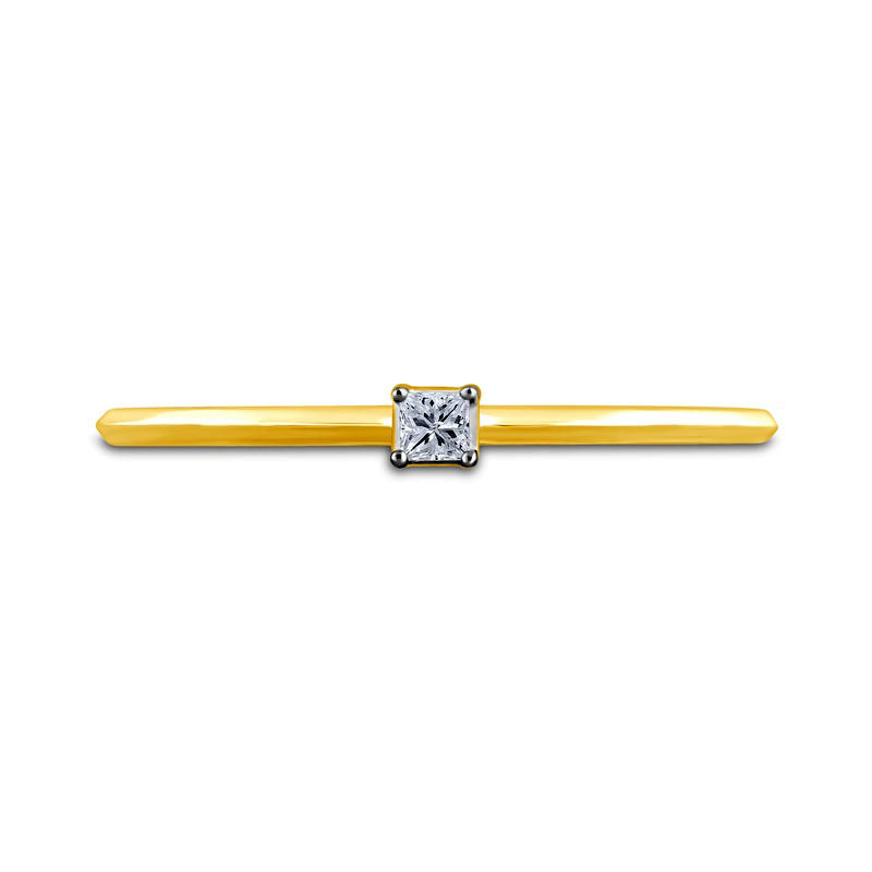 0.05 CT. Princess-Cut Natural Clarity Enhanced Diamond Solitaire Promise Ring in Solid 10K Yellow Gold