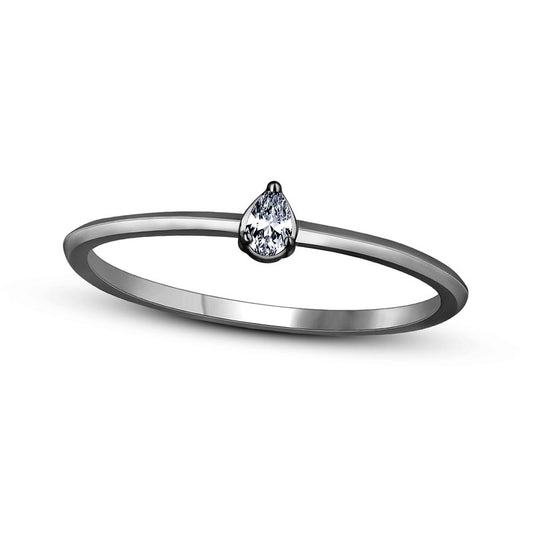 0.05 CT. Pear-Shaped Natural Clarity Enhanced Diamond Solitaire Promise Ring in Solid 10K White Gold