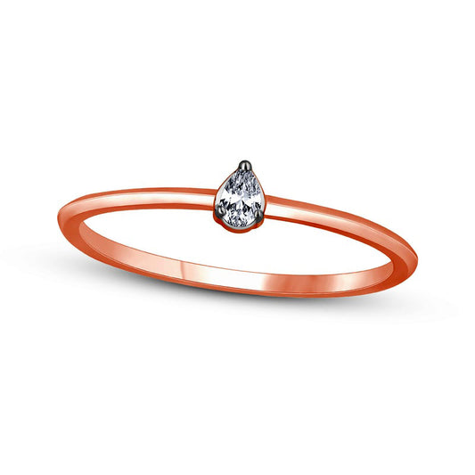 0.05 CT. Pear-Shaped Natural Clarity Enhanced Diamond Solitaire Promise Ring in Solid 10K Rose Gold