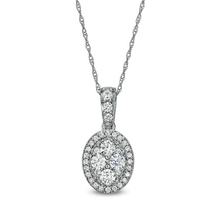 0.5 CT. T.W. Oval-Shaped Multi-Natural Diamond Frame Pendant in 10K White Gold