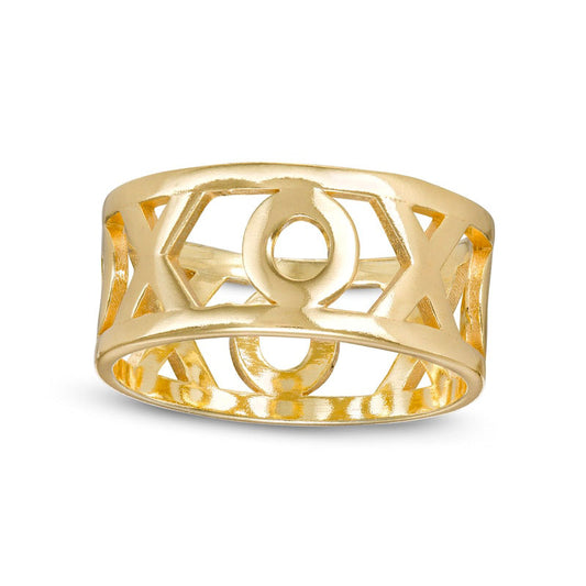 9.0mm "XO" Hugs and Kisses Band in Solid 10K Yellow Gold - Size 7