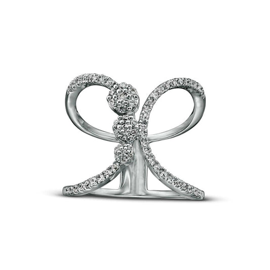 0.38 CT. T.W. Natural Diamond Abstract Butterfly Ring in Solid 10K White Gold