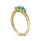 Swiss Blue Topaz and Natural Diamond Accent Three Stone Ring in Solid 10K Yellow Gold