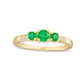 Emerald and Natural Diamond Accent Three Stone Ring in Solid 10K Yellow Gold