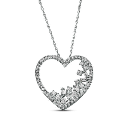 0.5 CT. T.W. Natural Diamond Scatter Heart Pendant in 10K White Gold