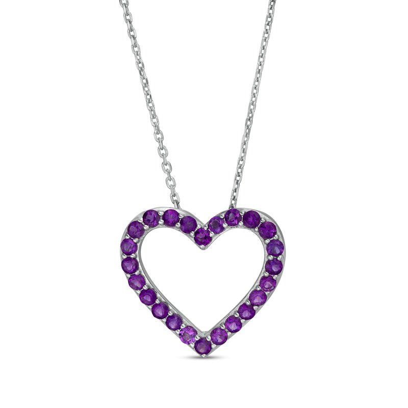 Amethyst Adjustable Heart Pendant in Sterling Silver
