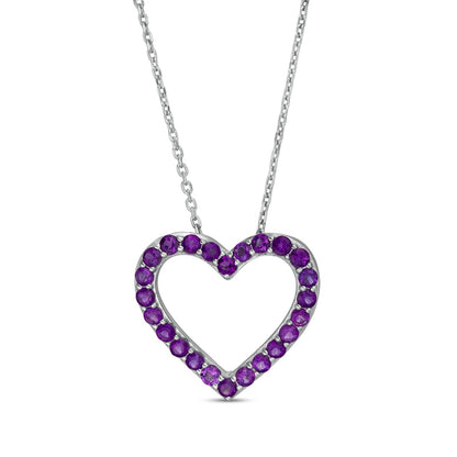 Amethyst Adjustable Heart Pendant in Sterling Silver