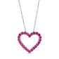 Lab-Created Ruby Adjustable Heart Pendant in Sterling Silver