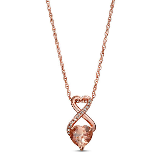 6.0mm Morganite and Natural Diamond Accent Heart-Shaped Infinity Pendant in 10K Rose Gold