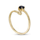 4.0mm Blue Sapphire and Polished Heart Open Wrap Ring in Solid 10K Yellow Gold
