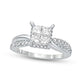 1.0 CT. T.W. Quad Princess-Cut Natural Diamond Hidden Halo Twist Shank Engagement Ring in Solid 10K White Gold (I/I2)